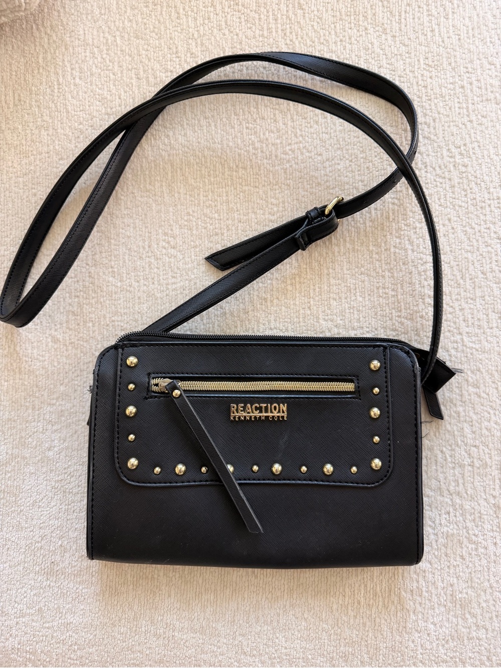 Kenneth Cole Reaction Black Crossbody with Gold Stud Accents